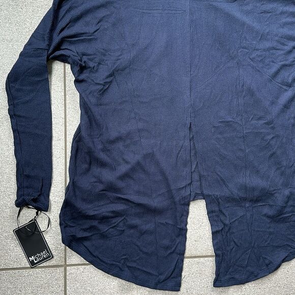 NWT Michael Lauren Oversized Pullover Drawstring Hoodie w/ Back Slit in Navy M - Picture 8 of 13